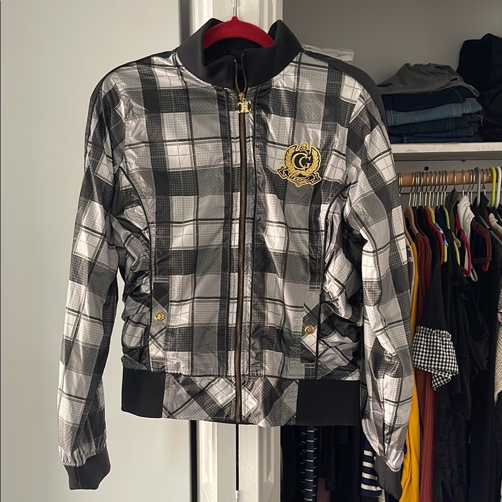 Black and White Plaid Jacket with Gold Accents (see description)